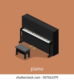 Pianist solo male piano accompaniment flat 3d web isometric infographic concept vector
