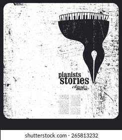 pianists stories concept with grunge background