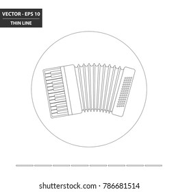Piano accordion thin line / outline flat icon. Vector Illustration.