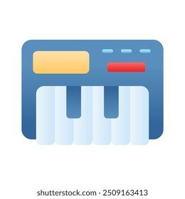 A piano app icon, denoting piano keys or instrument, digital piano playing and music creation.