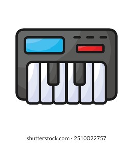 Um ícone de aplicativo de piano, denotando teclas ou instrumento de piano, tocar piano digital e criação de música.