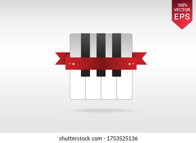 piano app icon ribbon vector illustration logo