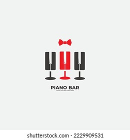 piano bar logo vector template.