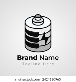 Piano Battery Logo, combination piano tuts forms battery icon