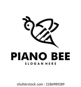 Piano bee concepts logo design template