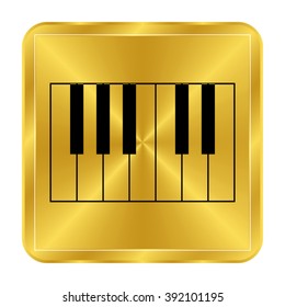 piano - black vector icon;  gold button