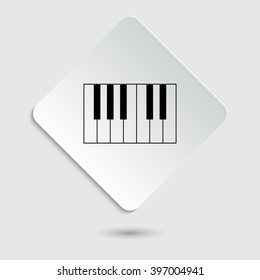 piano - black vector icon  on a paper button
