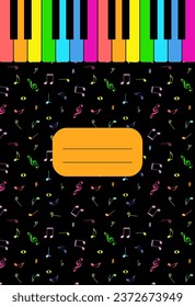 Piano book cover, colorful design template