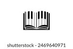 Piano Book Logo, black isolated silhouette