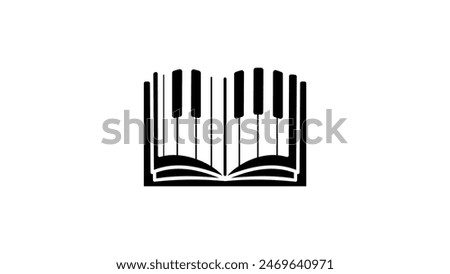 Piano Book Logo, black isolated silhouette