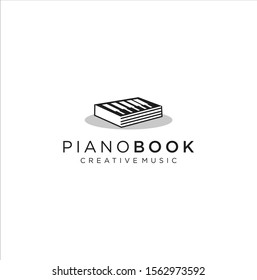 Piano Book logo design Stock Illustration . Music Piano Logo . Piano concert logo design. Live music concert. Piano keys Vector