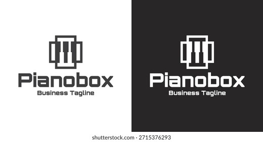 Vector de logotipo de música de caja de piano