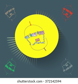 piano boy, funny flat background, colorful