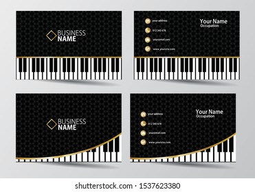 Piano business card. Musician visiting card template
