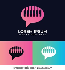 Piano chat icon logo design template. Piano app design.