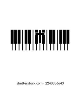 piano with christian cross religious choir music logo	