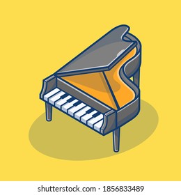 Piano Classic music cartoon vector illustration. Music tool equipment concept. Flat cartoon style suitable for band, music, concert, artist