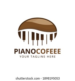 Piano coffee logo design template