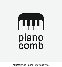 Piano Comb Logo Design Template. Suitable for Musical Musician Fashion Barber Shop Salon Studio Recording Label Business Brand Company in Unique Minimal Retro Style Logo Design.