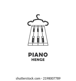 piano combination hanger icon logo. relaxation music symbol, music studio isolated on white background. vector simple flat music logo icon illustration.