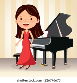 Piano concert. Composer. Pianist standing.