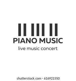 Piano concert logo design. Live music concert. Piano keys. Vector illustration