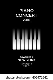 Piano concert poster design. Piano keys. Vector illustration