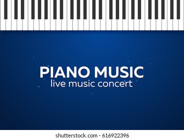 Piano concert poster design. Live music concert. Piano keys. Vector illustration