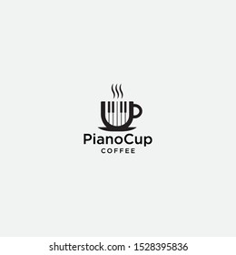 piano cup logo template. coffee icon vector