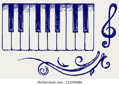 Piano. Doodle style