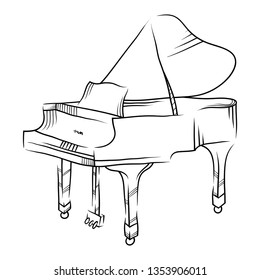 Piano in doodle style. Vector illustration.