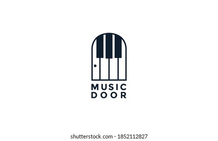 piano with door music logo vector icon illustration design