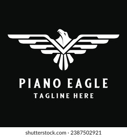 piano eagle logo design. Perfect for music, or piano training