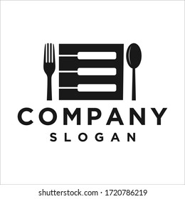 piano end fork spoon vector logo design graphic abstract
