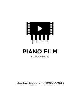 Piano film logo icon design.