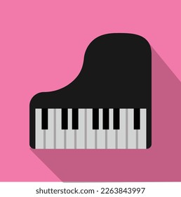 Piano Flat Design Icon Vector illustration Isolated On pink Background 