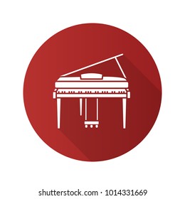Piano flat design long shadow glyph icon. Fortepiano. Vector silhouette illustration