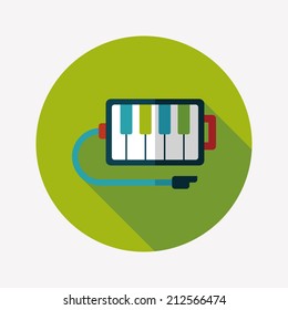 piano flat icon with long shadow