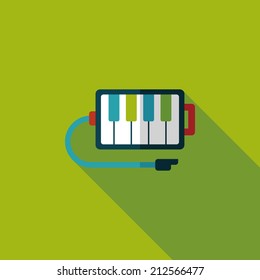 piano flat icon with long shadow