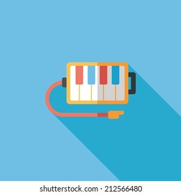 piano flat icon with long shadow