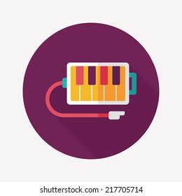 piano flat icon with long shadow