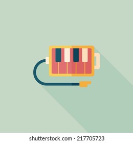 piano flat icon with long shadow