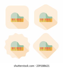 piano flat icon with long shadow, eps10