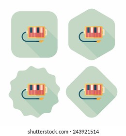 piano flat icon with long shadow