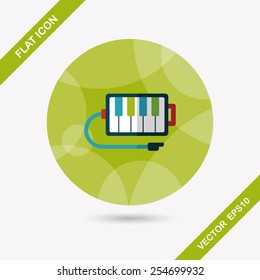 piano flat icon with long shadow