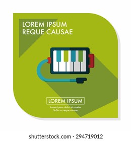 piano flat icon with long shadow
