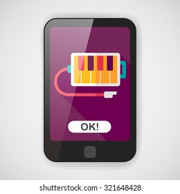 piano flat icon with long shadow