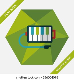piano flat icon with long shadow