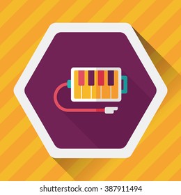 piano flat icon with long shadow