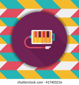 piano flat icon with long shadow